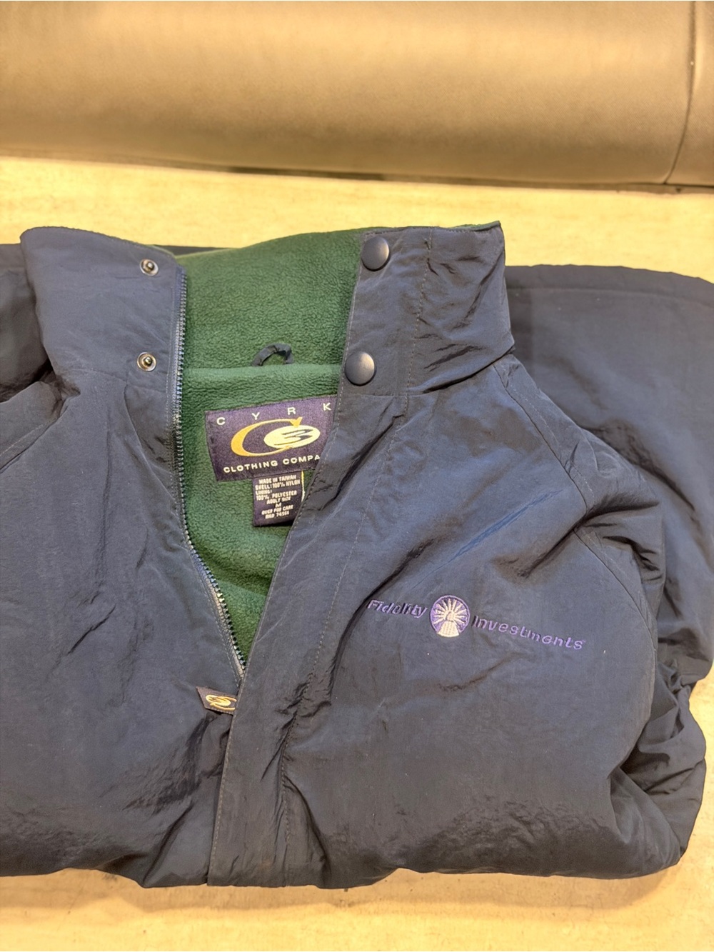 VNTG Investments Performance Jacket with Green Fleece Lining